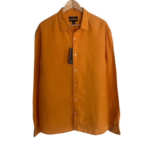 NWT Banana Republic Untucked Standard Fit Linen Button Down Shirt XLarge - Picture 1 of 4